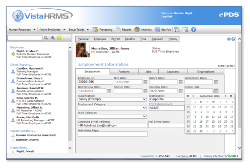 PDS Vista HRMS HR Payroll Management Software